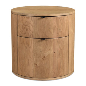   Modern European furniture - Natural Oak Round 2-Drawer Nightstand - www.oroa.com | Oroa.com
