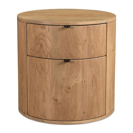   Modern European furniture - Natural Oak Round 2-Drawer Nightstand - www.oroa.com | Oroa.com