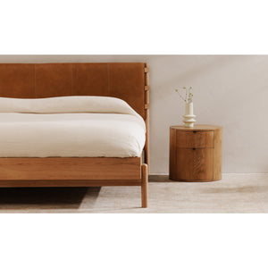   Modern European furniture - Natural Oak Round 2-Drawer Nightstand - www.oroa.com | Oroa.com