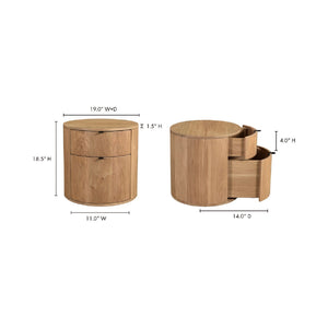   Modern European furniture - Natural Oak Round 2-Drawer Nightstand - www.oroa.com | Oroa.com