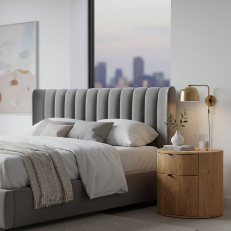   Modern European furniture - Natural Oak Round 2-Drawer Nightstand - www.oroa.com | Oroa.com