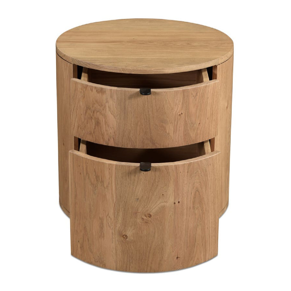   Modern European furniture - Natural Oak Round 2-Drawer Nightstand - www.oroa.com | Oroa.com
