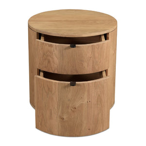   Modern European furniture - Natural Oak Round 2-Drawer Nightstand - www.oroa.com | Oroa.com