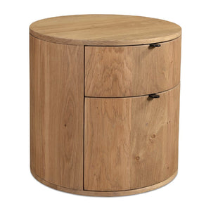   Modern European furniture - Natural Oak Round 2-Drawer Nightstand - www.oroa.com | Oroa.com