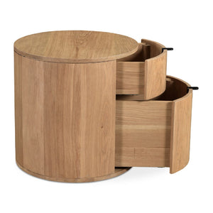   Modern European furniture - Natural Oak Round 2-Drawer Nightstand - www.oroa.com | Oroa.com