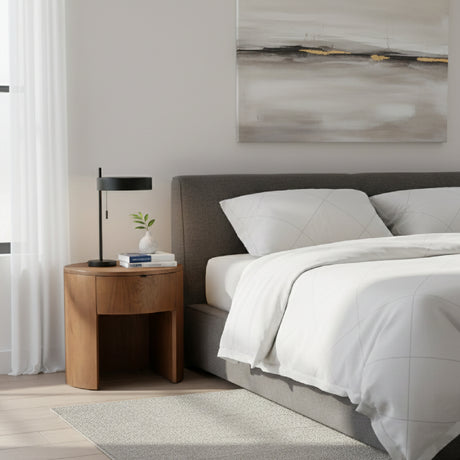  Modern European furniture - Oak Round 1-Drawer Nightstand - www.oroa.com | Oroa.com
