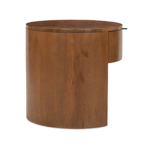   Modern European furniture - Oak Round 1-Drawer Nightstand - www.oroa.com | Oroa.com