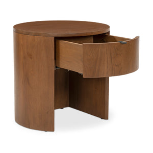   Modern European furniture - Oak Round 1-Drawer Nightstand - www.oroa.com | Oroa.com