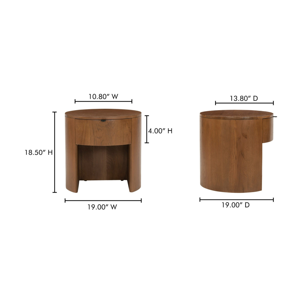   Modern European furniture - Oak Round 1-Drawer Nightstand - www.oroa.com | Oroa.com