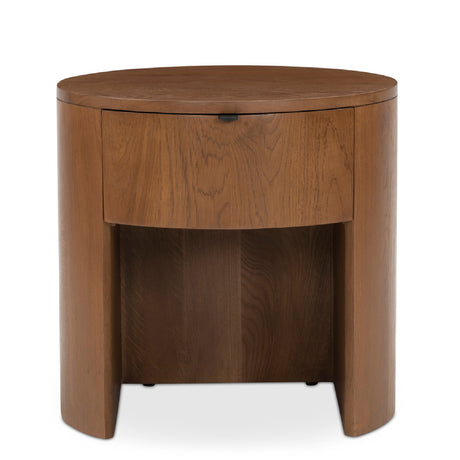   Modern European furniture - Oak Round 1-Drawer Nightstand - www.oroa.com | Oroa.com