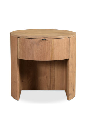   Modern European furniture - Oak Round 1-Drawer Nightstand - www.oroa.com | Oroa.com