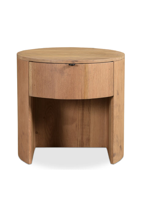   Modern European furniture - Oak Round 1-Drawer Nightstand - www.oroa.com | Oroa.com