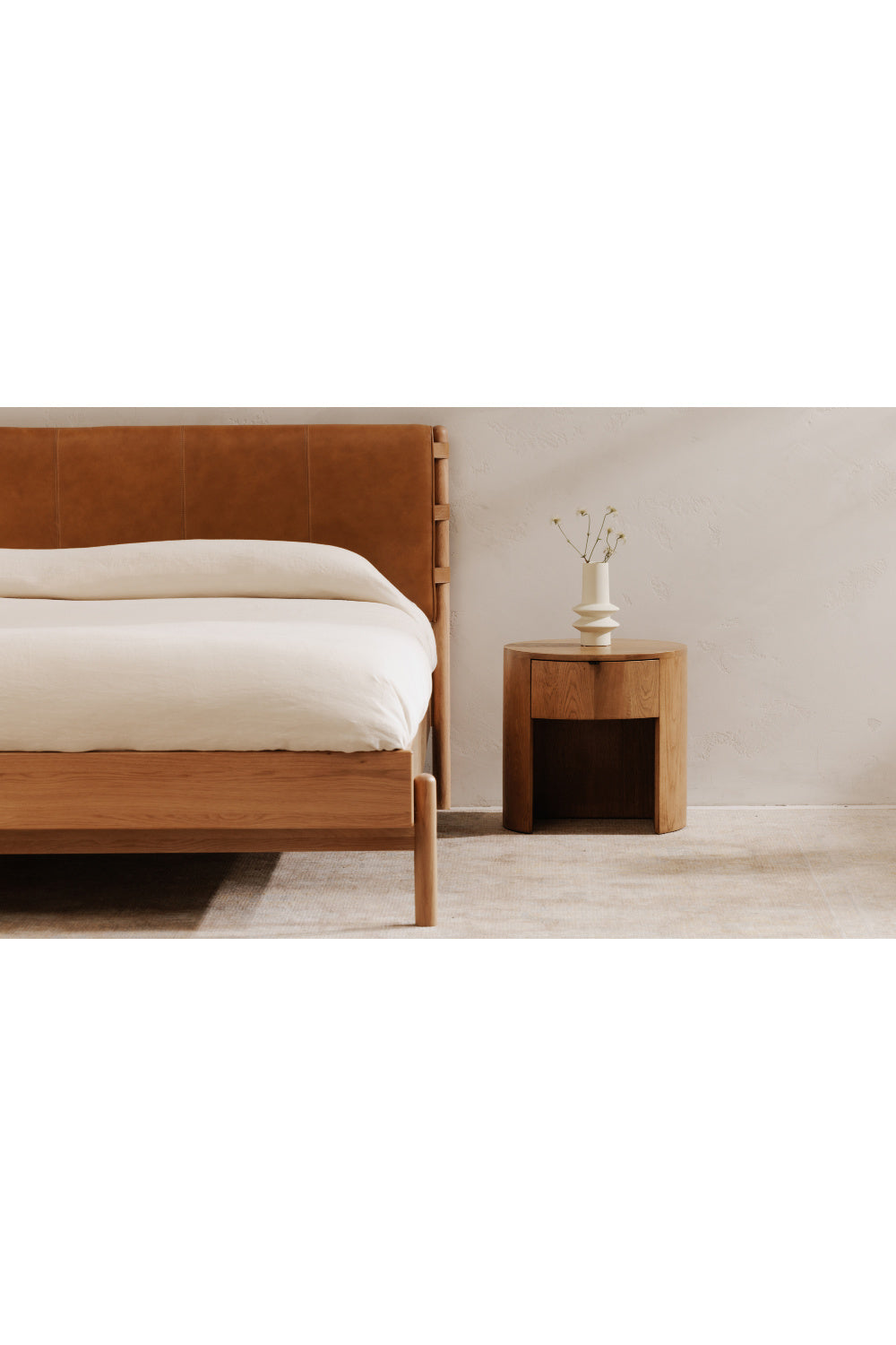   Modern European furniture - Oak Round 1-Drawer Nightstand - www.oroa.com | Oroa.com