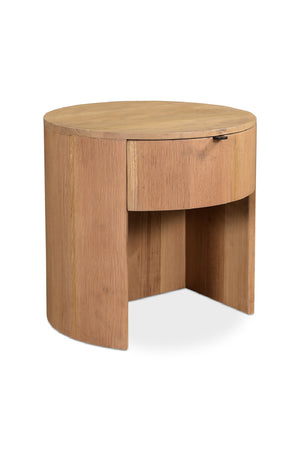   Modern European furniture - Oak Round 1-Drawer Nightstand - www.oroa.com | Oroa.com