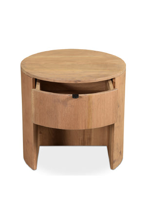   Modern European furniture - Oak Round 1-Drawer Nightstand - www.oroa.com | Oroa.com
