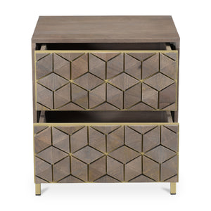   Modern European furniture - Gray Patterned 2-Drawer Nightstand - www.oroa.com | Oroa.com