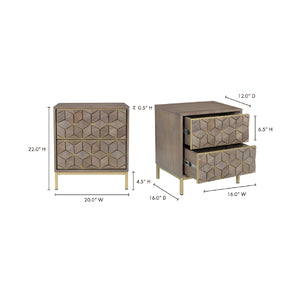   Modern European furniture - Gray Patterned 2-Drawer Nightstand - www.oroa.com | Oroa.com