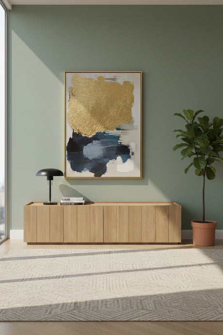   Modern European furniture - Natural Oak 4-Door Media Cabinet - www.oroa.com | Oroa.com