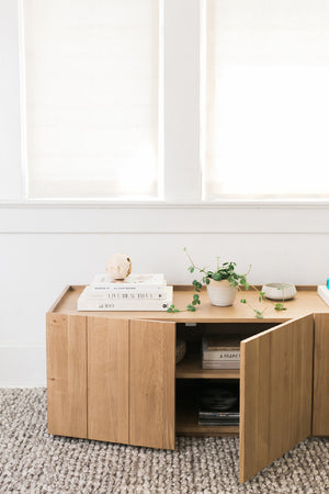   Modern European furniture - Natural Oak 4-Door Media Cabinet - www.oroa.com | Oroa.com