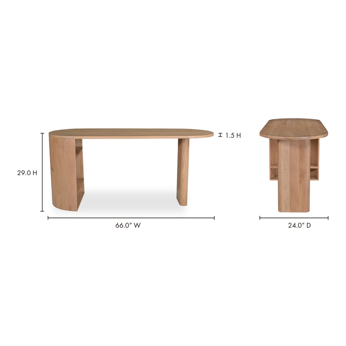   Modern European furniture - Natural Oak 3-Open Shelf Desk - www.oroa.com | Oroa.com