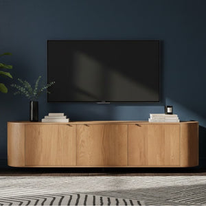   Modern European furniture - Natural Oak 3-Door Media Bench - www.oroa.com | Oroa.com