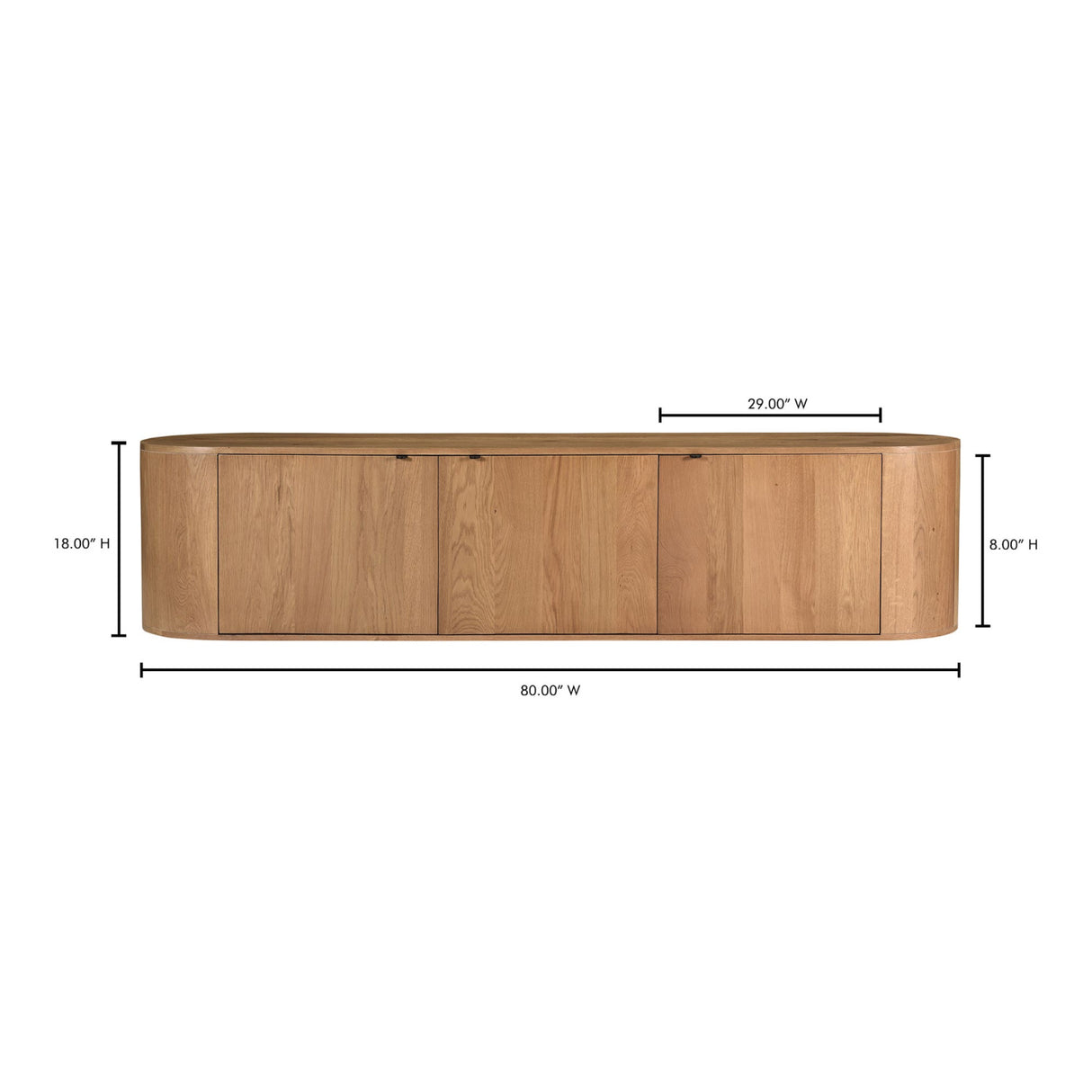   Modern European furniture - Natural Oak 3-Door Media Bench - www.oroa.com | Oroa.com
