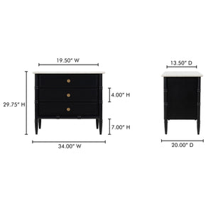   Modern European furniture - Black 3-Drawer Nightstand - www.oroa.com | Oroa.com