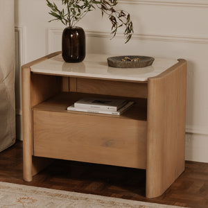   Modern European furniture - Marble Top Oak Nightstand - www.oroa.com | Oroa.com