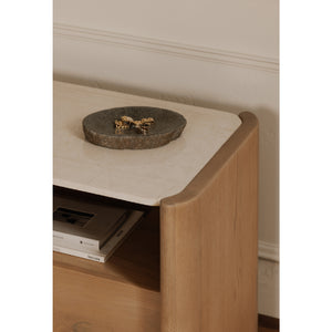  Modern European furniture - Marble Top Oak Nightstand - www.oroa.com | Oroa.com