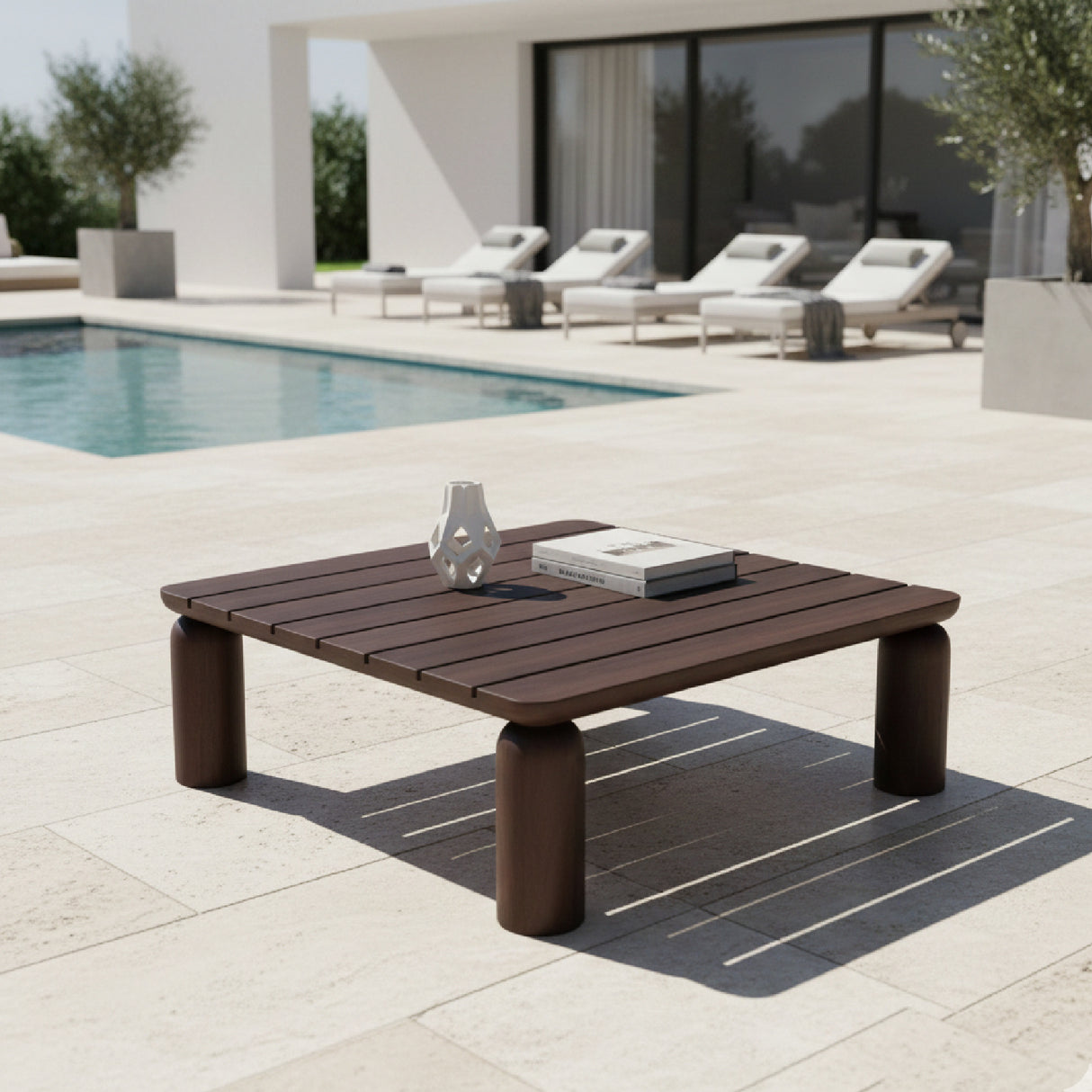   Modern or European furniture - Brown Teak Outdoor Coffee Table - link to oroa.com | Oroa.com