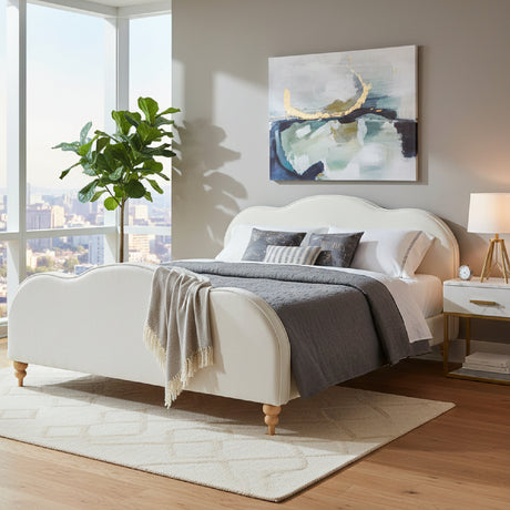   Modern European furniture - Wavy Design Cream Bed - www.oroa.com | Oroa.com
