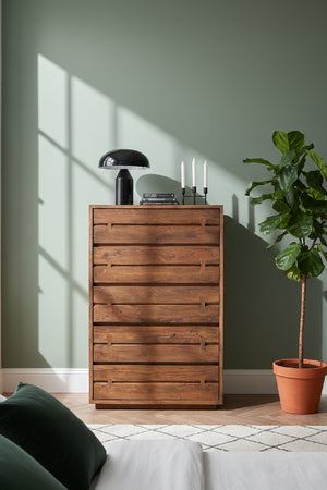   Modern European furniture - Solid Acacia 5-Drawer Chest - www.oroa.com | Oroa.com