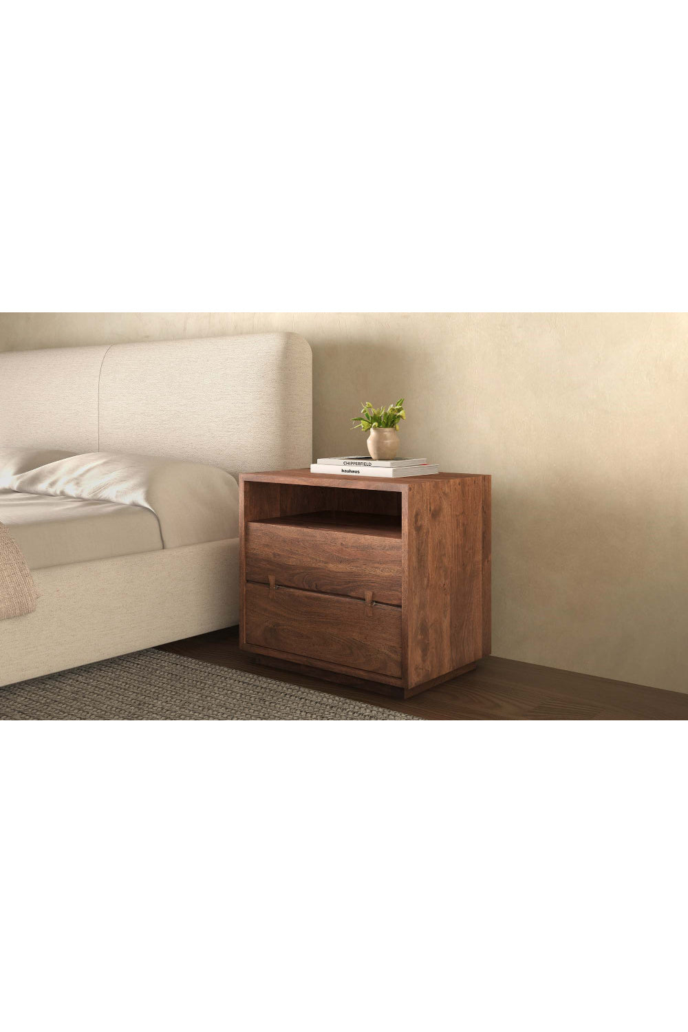   Modern European furniture - Solid Acacia 2-Drawer Nightstand - www.oroa.com | Oroa.com