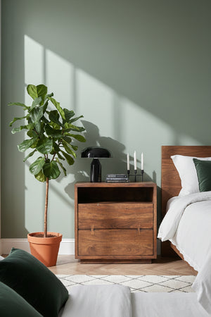   Modern European furniture - Solid Acacia 2-Drawer Nightstand - www.oroa.com | Oroa.com