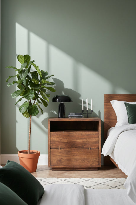   Modern European furniture - Solid Acacia 2-Drawer Nightstand - www.oroa.com | Oroa.com