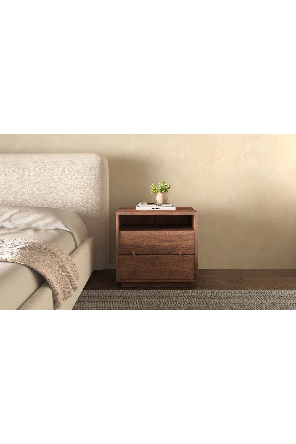   Modern European furniture - Solid Acacia 2-Drawer Nightstand - www.oroa.com | Oroa.com