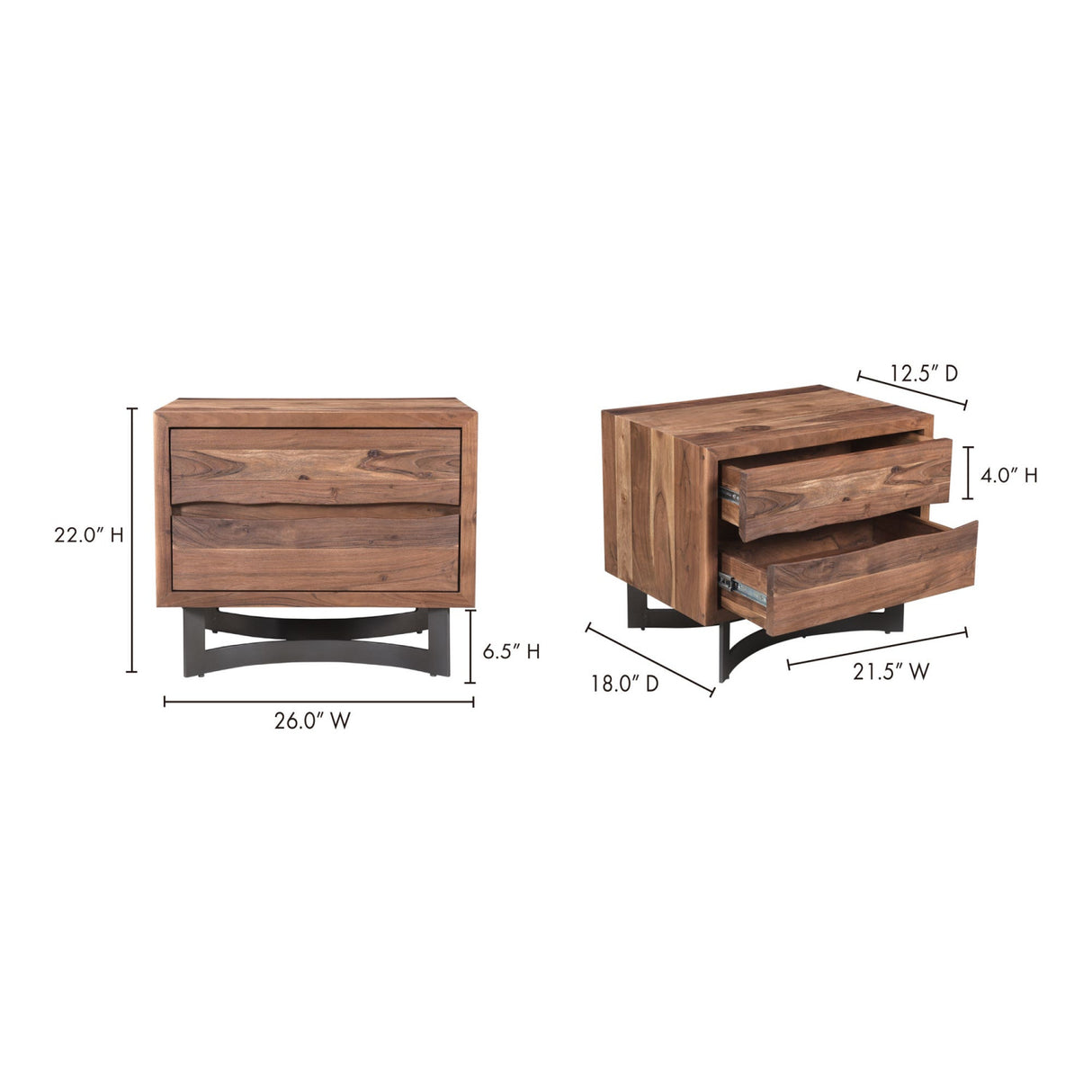   Modern European furniture - Acacia 2-Drawer Rustic Nightstand - www.oroa.com | Oroa.com