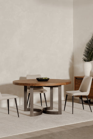   Brown Acacia Round Dining Table | Oroa.com