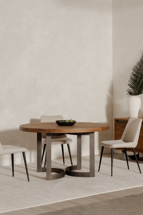  Brown Acacia Round Dining Table | Oroa.com