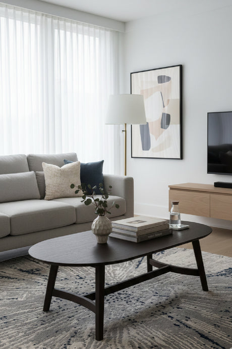   Modern European furniture - Brown Oak Oval Coffee Table - www.oroa.com | Oroa.com