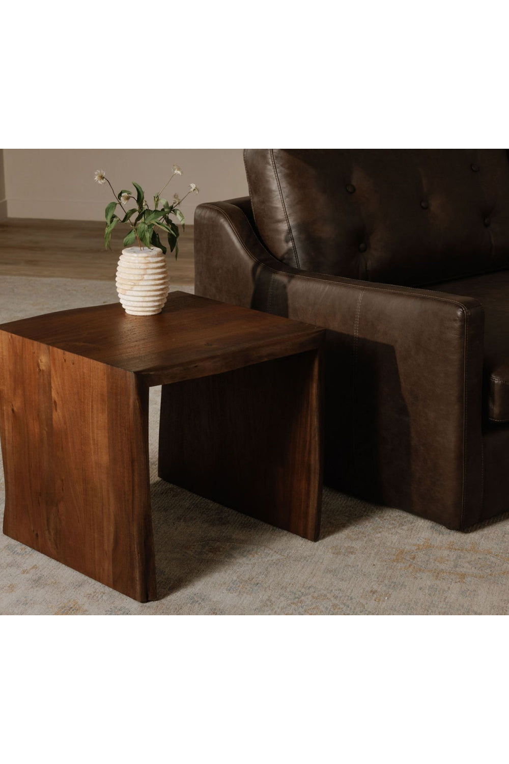   Modern European furniture - Brown Acacia Side Table - www.oroa.com | Oroa.com