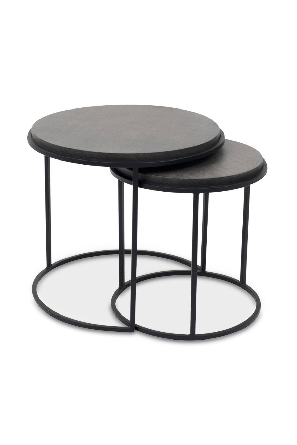   Modern European furniture - Black Lava Stone Nesting Tables (2) - www.oroa.com | Oroa.com