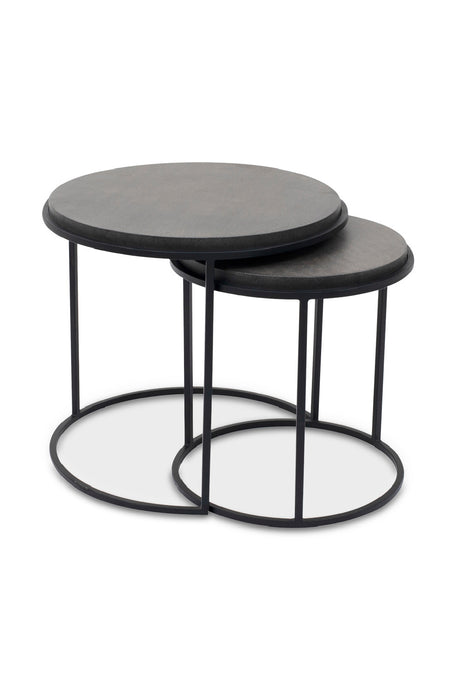   Modern European furniture - Black Lava Stone Nesting Tables (2) - www.oroa.com | Oroa.com