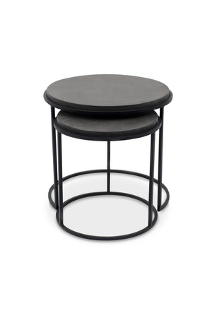   Modern European furniture - Black Lava Stone Nesting Tables (2) - www.oroa.com | Oroa.com