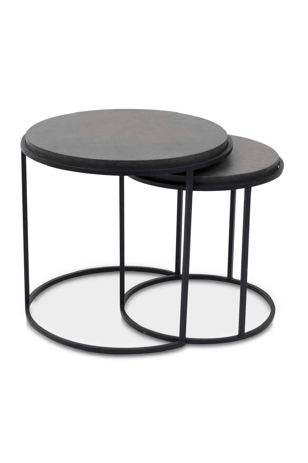   Modern European furniture - Black Lava Stone Nesting Tables (2) - www.oroa.com | Oroa.com