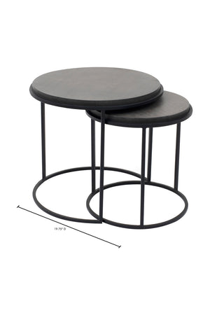   Modern European furniture - Black Lava Stone Nesting Tables (2) - www.oroa.com | Oroa.com