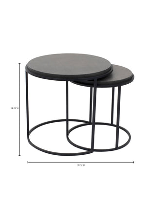   Modern European furniture - Black Lava Stone Nesting Tables (2) - www.oroa.com | Oroa.com