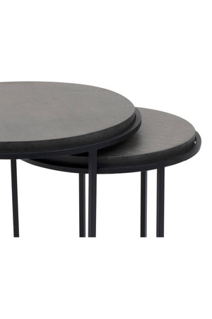   Modern European furniture - Black Lava Stone Nesting Tables (2) - www.oroa.com | Oroa.com