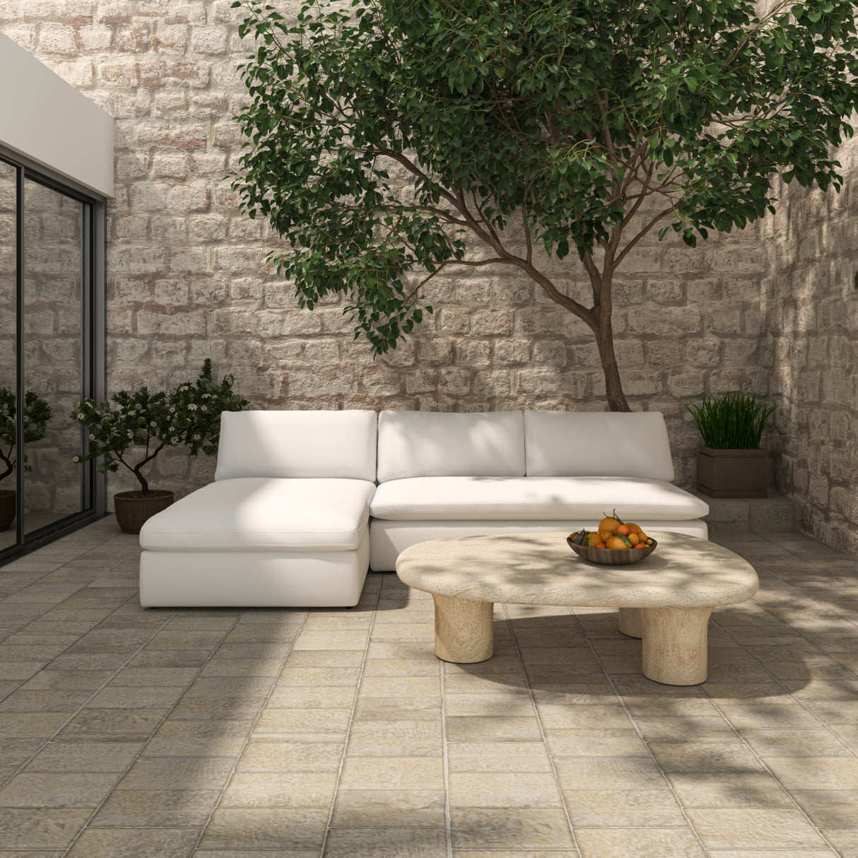   Modern European furniture - Travertine Look Indoor/Outdoor Coffee Table - www.oroa.com | Oroa.com