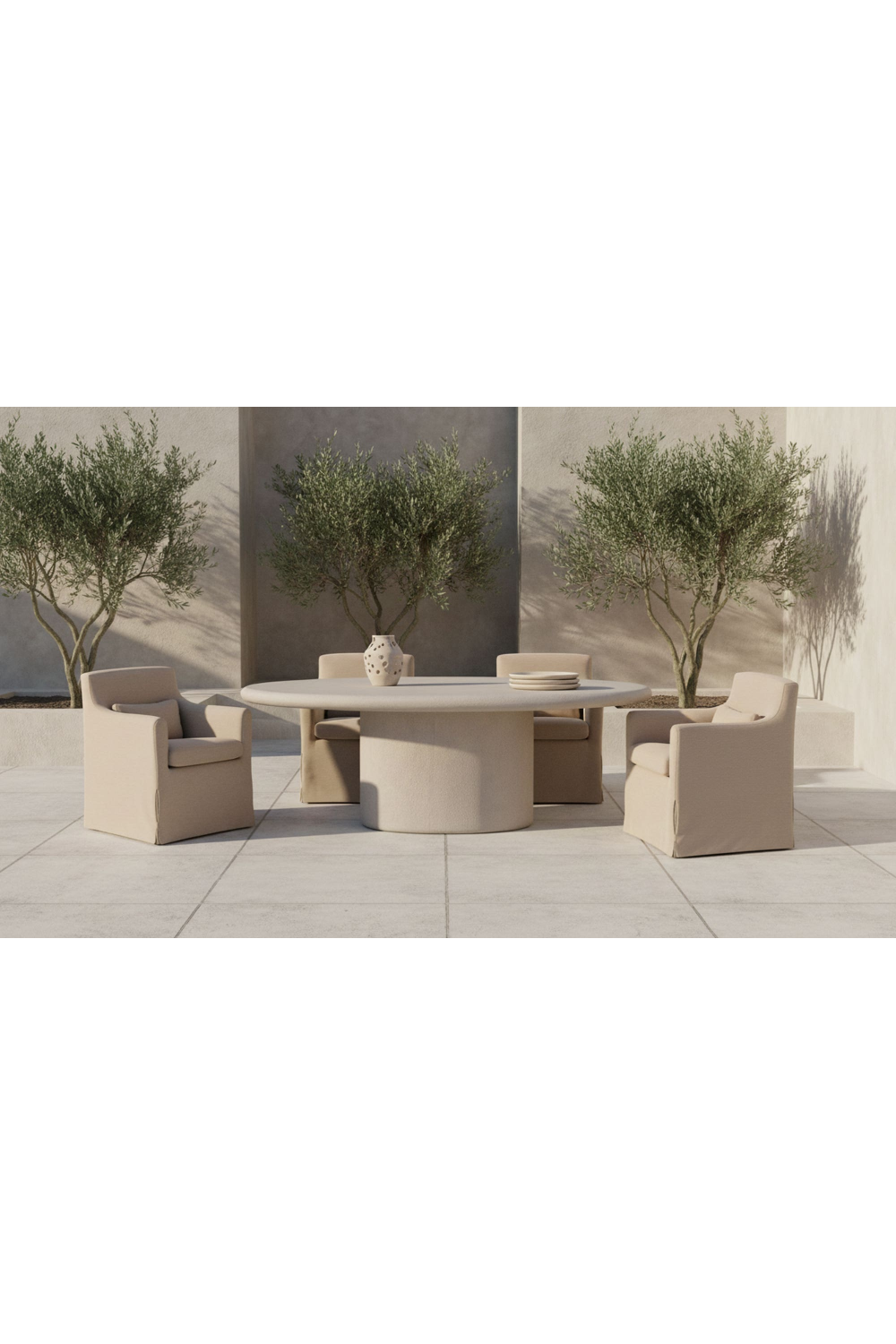   Modern European furniture - Concrete Oval Outdoor Dining Table - www.oroa.com | Oroa.com
